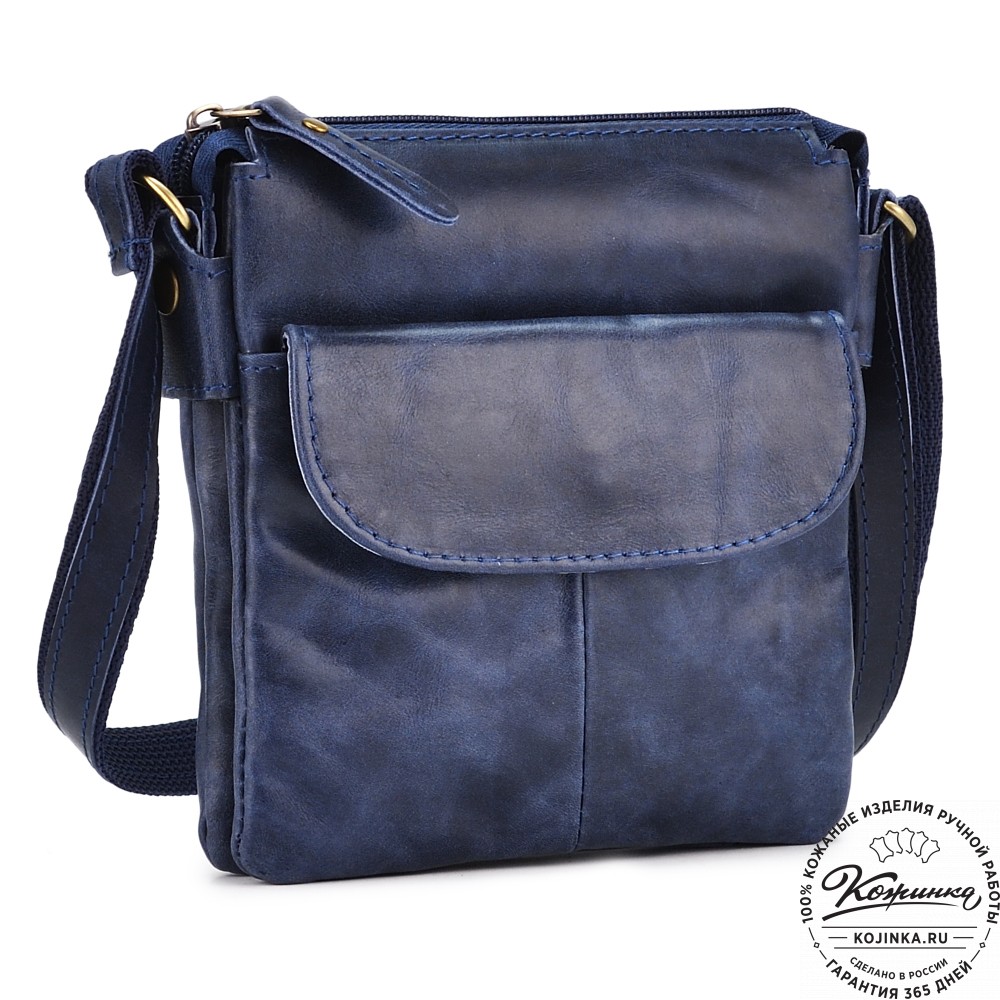 Кожаная сумка "Вуди" (синий антик)